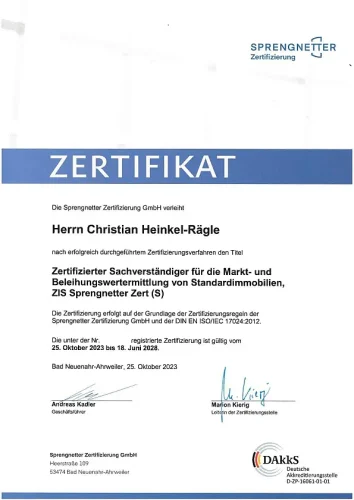 Zertifizierungsurkunde